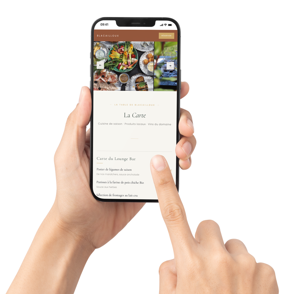 Modèle one-page restaurant sur mobile